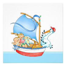 Barco de la hermana grande del bebé - invitación d