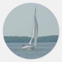 Barco de navegación etiqueta redonda