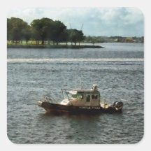 Barco de policía Norfolk VA Calcomania Cuadradas Personalizadas