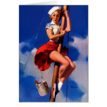 Barco de vela de Gil Elvgren del vintage que naveg Tarjeta