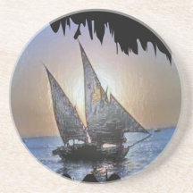 Barco de vela romántico de la puesta del sol de NO Posavasos Manualidades