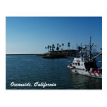 Barco en la costa, postal de California