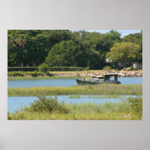 Barco en la entrada de St Augustine en la Florida Poster