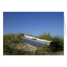 Barco en la playa tarjetón