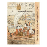 Barco fresco de la mujer del japonés tres del ukiy postales