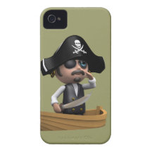 ¡barco pirata 3d Ahoy! (editable) iPhone 4 Case-Mate Fundas