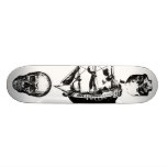 Barco pirata con 2 cráneos que hacen frente hacia  tablas de skate