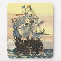 Barco pirata Galleon del vintage que navega el océ Alfombrilla De Raton