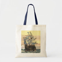 Barco pirata Galleon del vintage que navega el océ Bolsas De Mano
