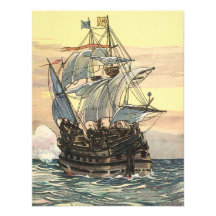 Barco pirata Galleon del vintage que navega el océ Invitacion Personalizada