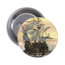 Barco pirata Galleon del vintage que navega el océ Pin