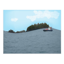 barco que practica surf tarjetas postales