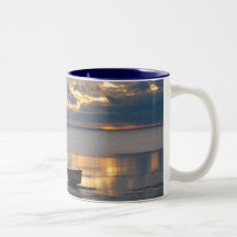 Barco y garza taza
