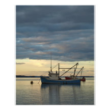 Barcos de la langosta en azul fotografia