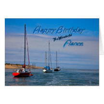 Barcos de navegación en la tarjeta de cumpleaños d