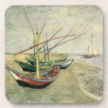 Barcos de pesca en la playa de Vincent van Gogh Posavasos