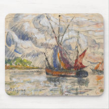 Barcos de pesca en La Rochelle, c.1919-21 Tapete De Ratón