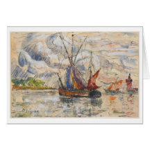 Barcos de pesca en La Rochelle, c.1919-21 Tarjetón
