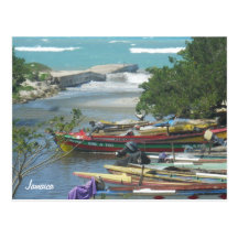 Barcos de río coloridos Negril Jamaica Tarjeta Postal