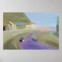 Barcos del pueblo de playa, poster