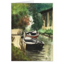 Barcos en el río tarjetón