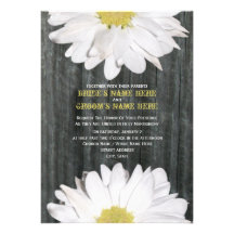 Barnwood e invitación del boda de la margarita