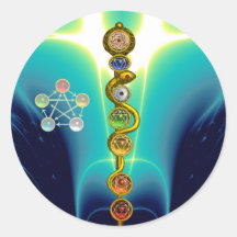 BARRA DE ASCLEPIUS CON 7 CHAKRAS, ENERGÍA ESPIRITU ETIQUETAS  