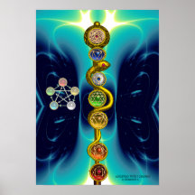 BARRA DE ASCLEPIUS CON 7 CHAKRAS, ENERGÍA ESPIRITU POSTERS