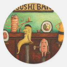 Barra de sushi etiqueta redonda
