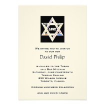 Barra judía Mitzvah de la estrella de los valores invitaciones