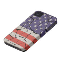 Barras y estrellas, agrietado, llevado, sucias iPhone 4 Case-Mate cobertura