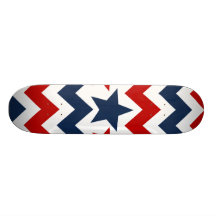 Barras y estrellas azules blancas rojas de Chevron Monopatín Personalizado