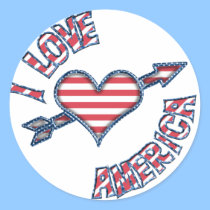 Barras y estrellas del corazón de América del amor pegatinas