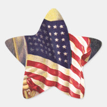 Barras y estrellas del vintage calcomanía forma de estrella personalizadas