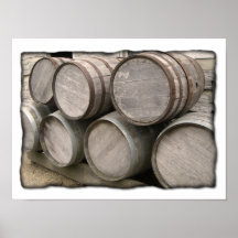 Barriles de madera rústicos poster