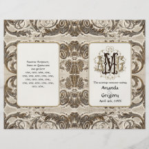Barroco Antiqued elegante del oro, casando program Tarjetas Publicitarias