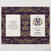 Barroco Antiqued elegante del oro, casando program Tarjetón