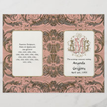 Barroco Antiqued elegante del oro, casando program Tarjeta Publicitaria