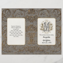 Barroco Antiqued elegante del oro, casando program Tarjetas Informativas
