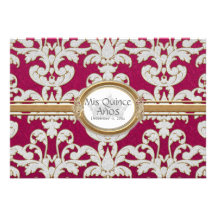 Barroco elegante del damasco de la hoja floral de  invitacion personal 