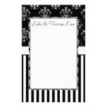Barroco rayado negro y blanco personalizado papeleria