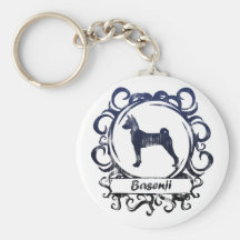 Basenji resistido con clase llaveros personalizados