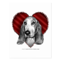 Basset Hound con el corazón Postales