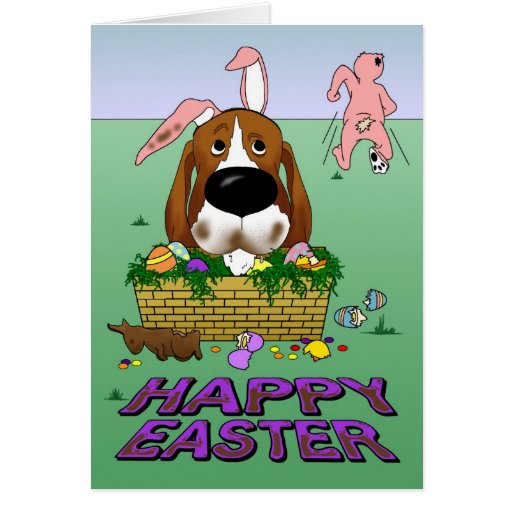 Basset Hound Pascua feliz Tarjetón