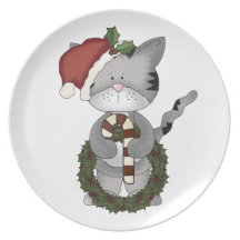 Bastón lindo del Gatito-Caramelo del navidad+Guirn Plato Para Fiesta