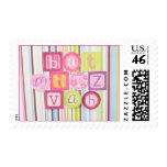 Bat Mitzvah Invitation Candy Stripes Stamp