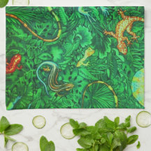 Batik de los lagartos toallas de cocina