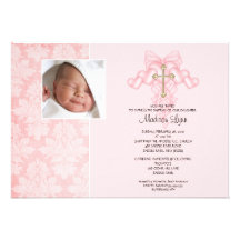 Bautismo cruzado Inviation de la foto de la niña Invitacion Personalizada