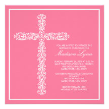 Bautismo cruzado Inviation del chica del bautizo d Invitación Personalizada