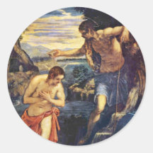 Bautismo de Cristo de Tintoretto Jacopo (el mejor  Pegatinas Redondas